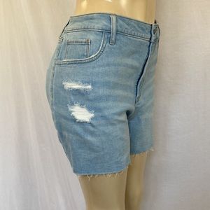 AVA & VIV Jean Midi Shorts Plus Size 18W Frayed Hems Light Blue Distressed NWOT